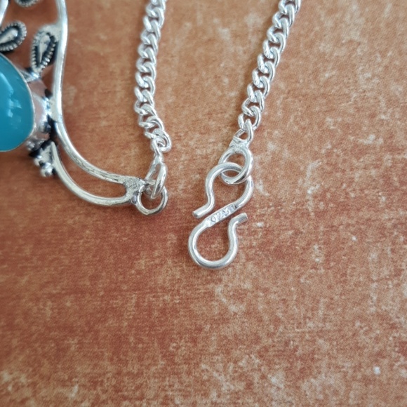 New Blue Chalcedony 925 Silver Necklace. - Picture 4 of 4